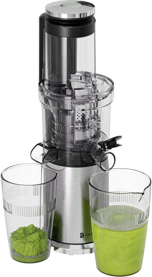 KitchenBrothers Slowjuicer Verticaal Juicer Groenten en Fruitpers 80 mm 750 ml Grijs