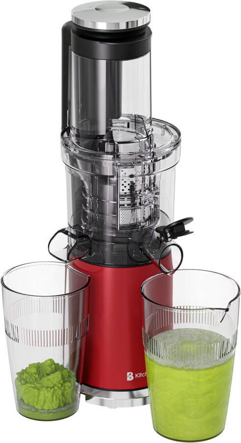 KitchenBrothers Slowjuicer Verticaal Juicer Groenten en Fruitpers 80 mm 750 ml Rood