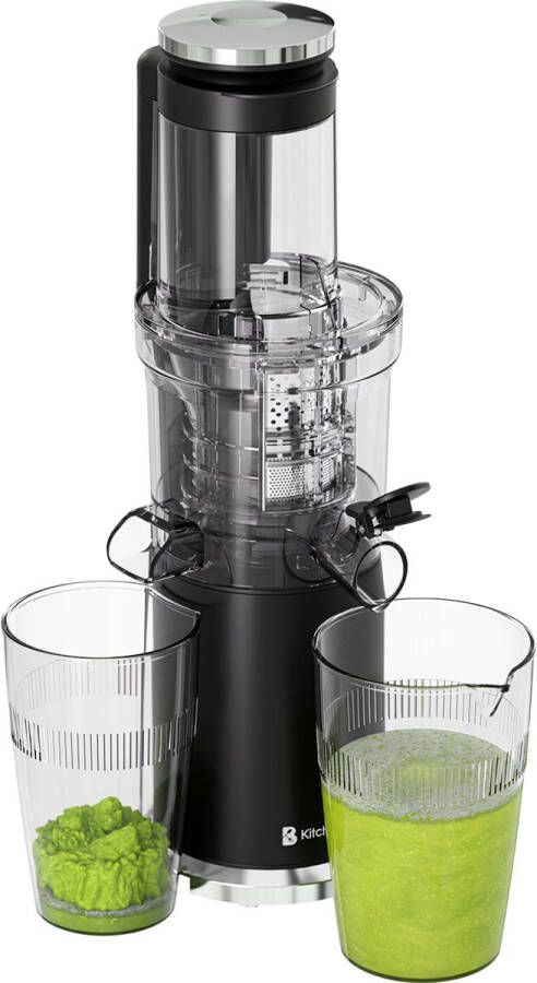 KitchenBrothers Slowjuicer Verticaal Juicer Groenten en Fruitpers 80 mm 750 ml Zwart