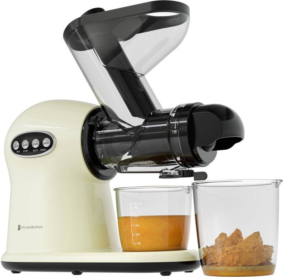 KitchenBrothers Slowjuicer XL Juicer Groenten en Fruitpers 43 mm en 70 mm invoer 500 ml Champagne