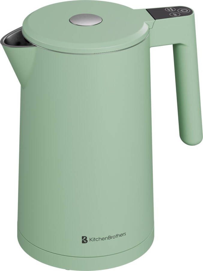 KitchenBrothers Waterkoker 1.7L Met Temperatuurregeling Elektrisch Warmhoudfunctie Display Dubbelwandig Cool-touch 2200W Pastelgroen