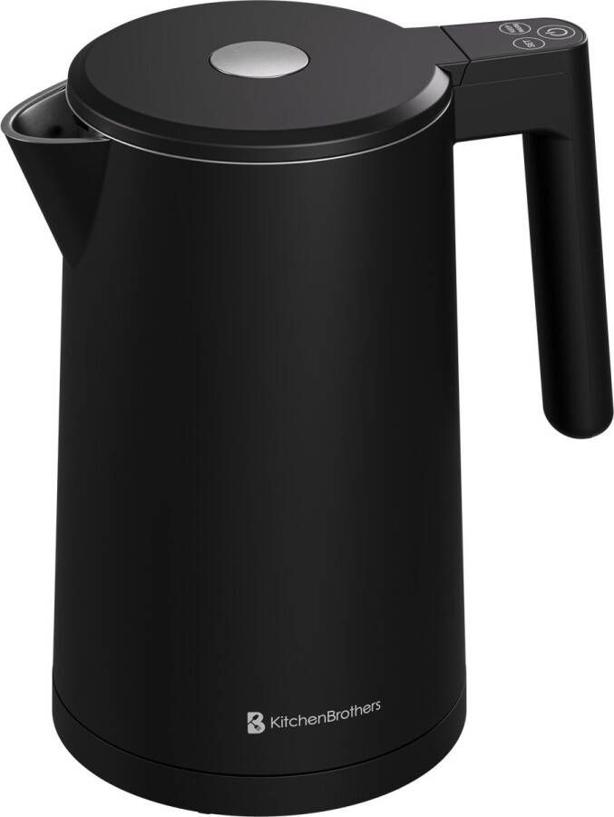 KitchenBrothers Waterkoker 1.7L Met Temperatuurregeling Elektrisch Warmhoudfunctie Display Dubbelwandig Cool-touch 2200W Zwart
