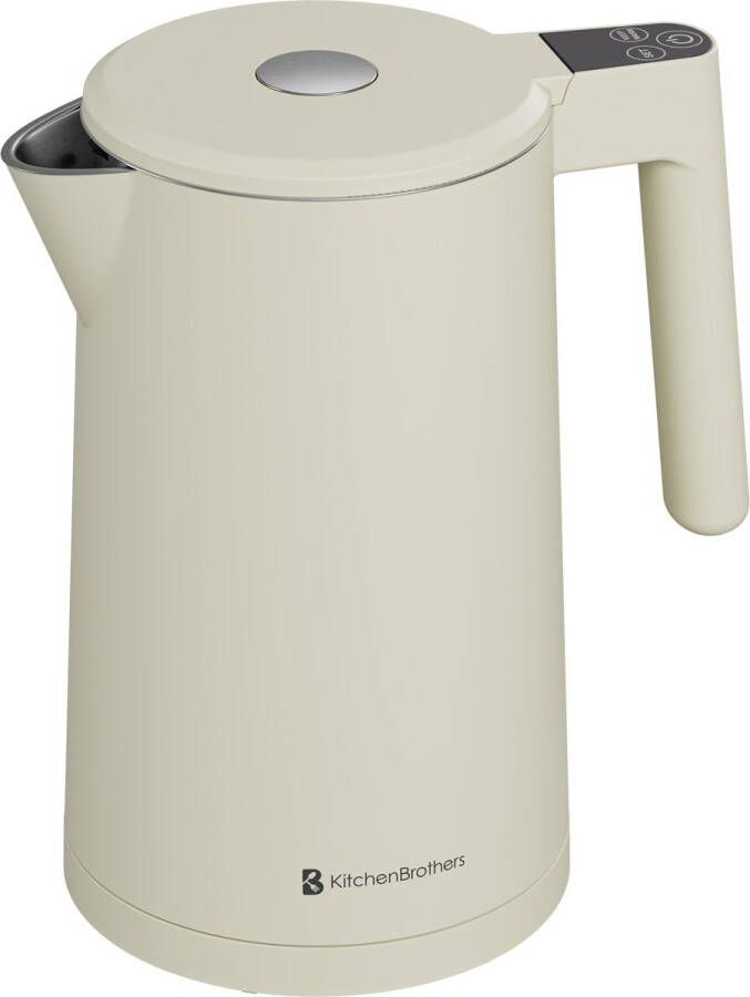 KitchenBrothers Waterkoker 1.7L Met Temperatuurregeling Elektrisch Warmhoudfunctie Display Dubbelwandig Cool-touch 2200W Beige