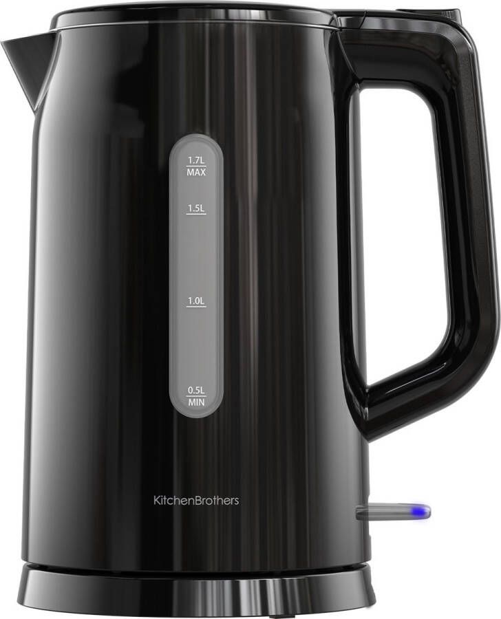 KitchenBrothers Waterkoker Elektrisch 1 7 Liter Met Kalkfilter Dubbelwandig Cool-touch Zwart