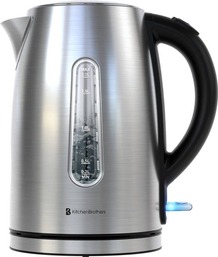 KitchenBrothers Waterkoker Elektrisch 1 7L 2200W RVS Waterkoker Zilver RVS