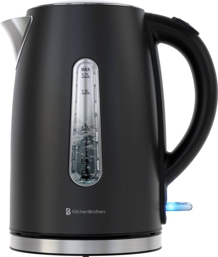 KitchenBrothers Waterkoker Elektrisch 1 7L 2200W RVS Waterkoker Zwart
