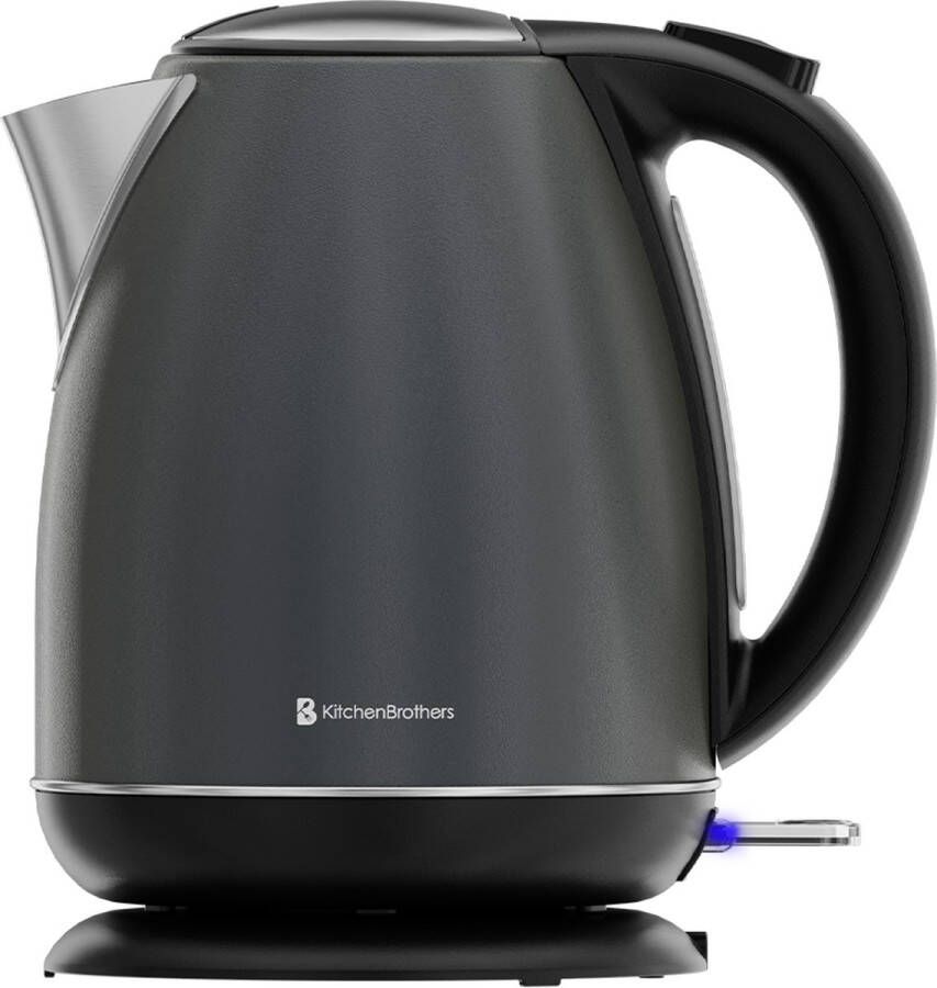 KitchenBrothers Waterkoker Elektrisch 1 7L Met Kalkfilter Titanium Grijs RVS