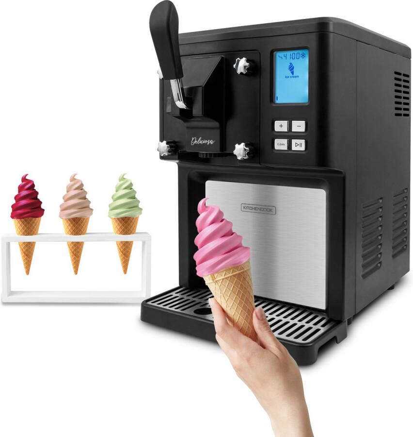 Kitchencook DELICIOSA IJsbereider 3-in-1 Ijsmachine 1 5L LCD Display Automatische Koelfunctie