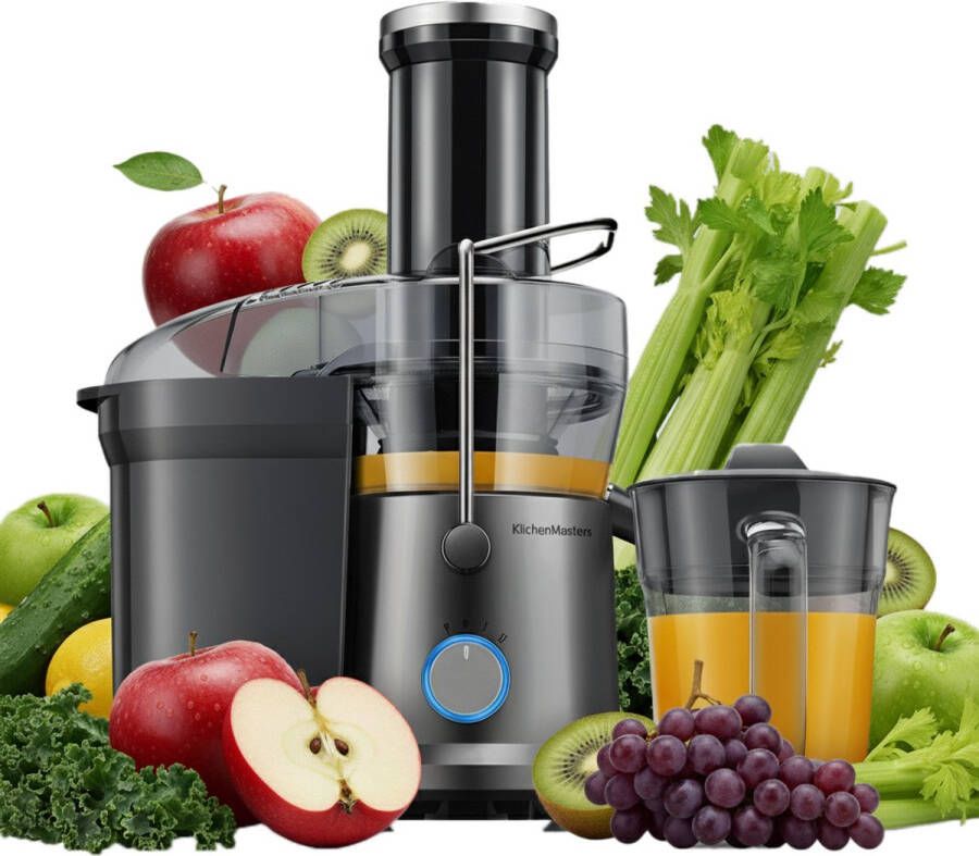 KitchenMasters Sapcentrifuge Juicer voor Groenten & Fruit Grote Vulopening 3 snelheden 1200 Watt - Foto 2