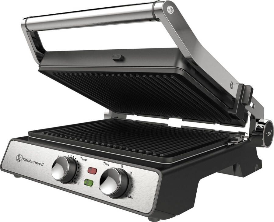 Kitchenwell Contactgrill Tosti apparaat Grill apparaat Uitneembare platen Anti-aanbaklaag 3-in-1 -180 °C grill Vaatwasserbestendig