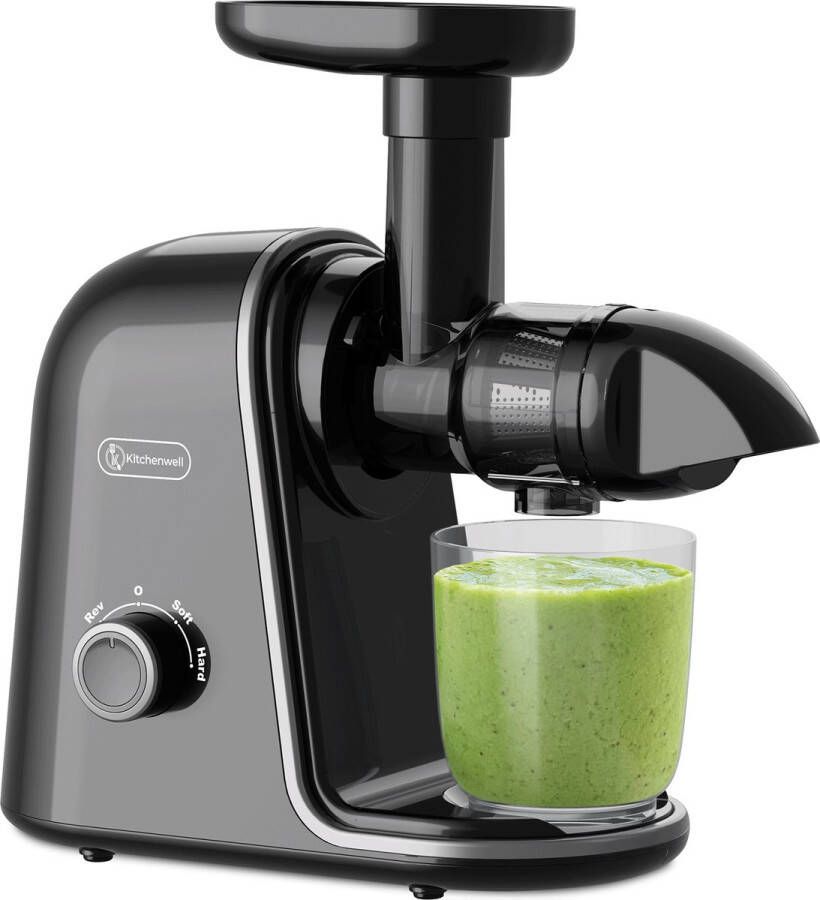 Kitchenwell Slowjuicer 700ml Juicer met pulpreservoir Groenten en fruitpers BPA vrij Zwart