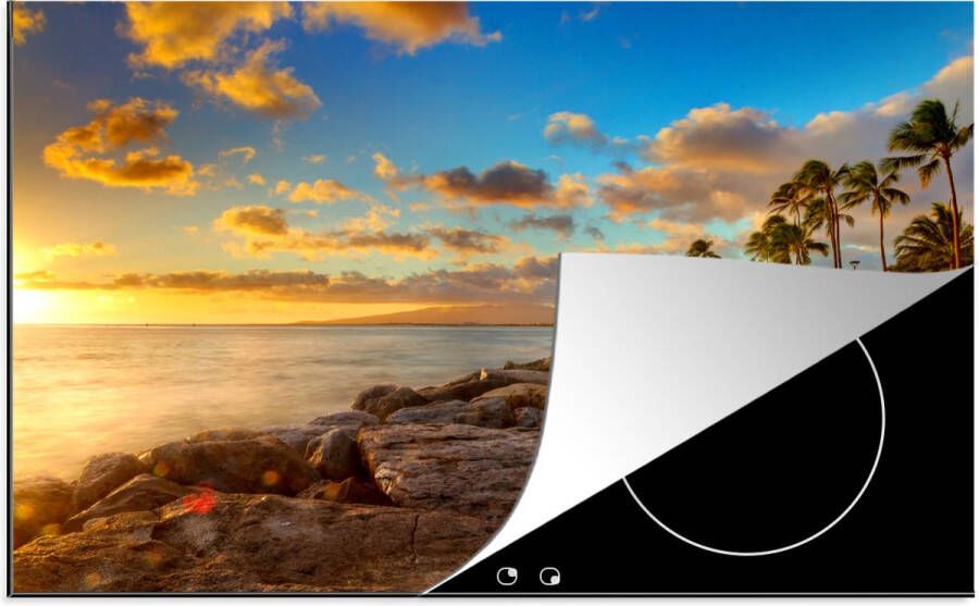 KitchenYeah Inductie beschermer Inductie Mat Kookplaat beschermer Hawaii Natuur Zon 77x51 cm Afdekplaat inductie Inductiebeschermer