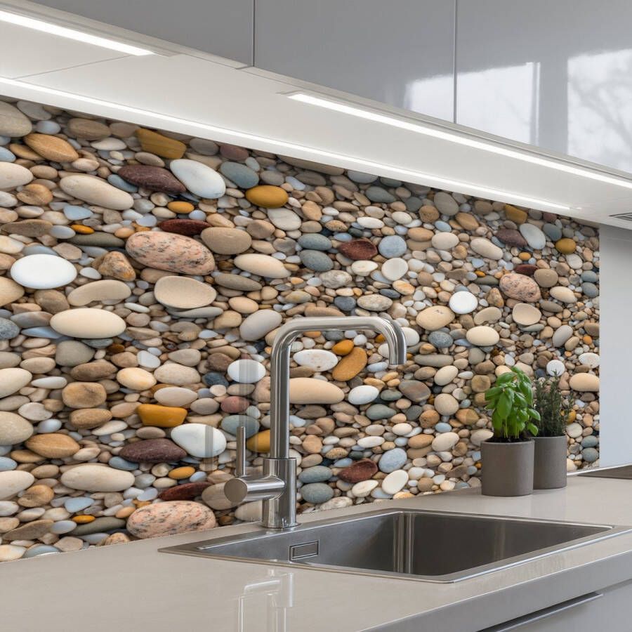 KitchenYeah Keuken achterwand 100x60 cm Spatscherm zelfklevend Kleine Grote Stenen Muurbeschermer Spatwand fornuis