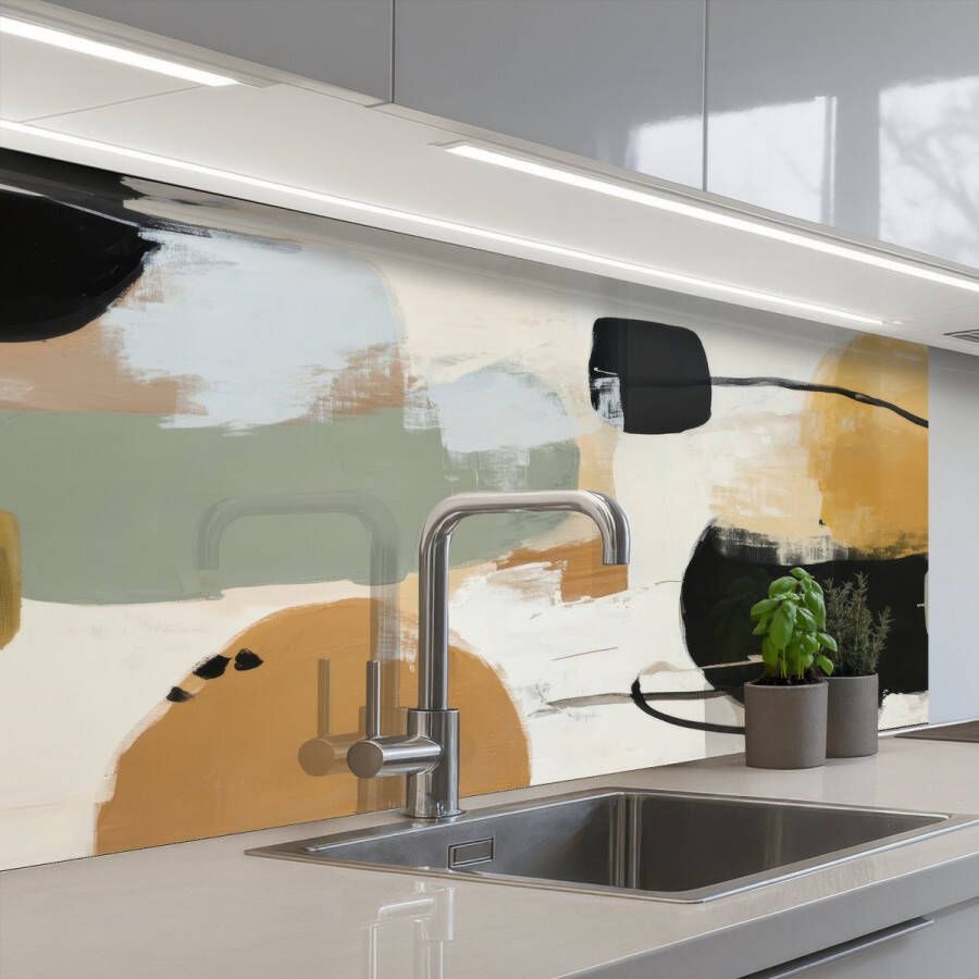 KitchenYeah Keuken achterwand 100x60 cm Spatscherm zelfklevend Paint Abstract Kleuren Muurbeschermer Spatwand fornuis