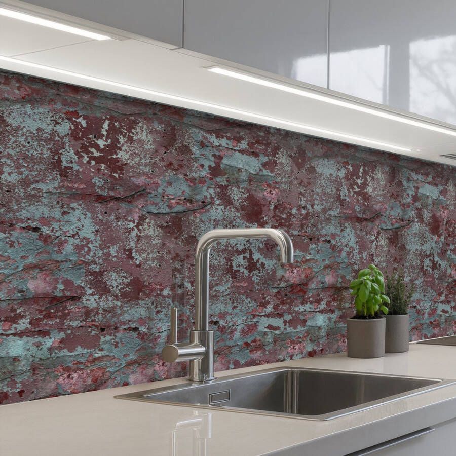 KitchenYeah Keuken achterwand 150x80 cm Spatscherm zelfklevend Roest Blauwe Rode Vlekken Muurbeschermer Spatwand fornuis