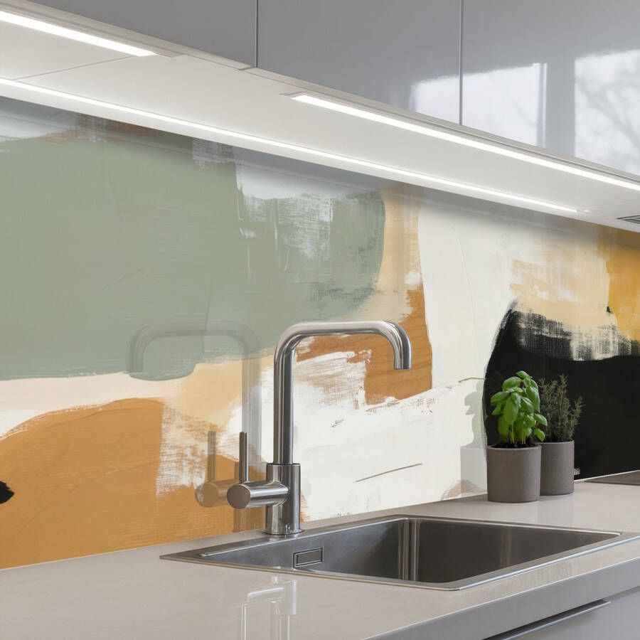 KitchenYeah Keuken achterwand 200x60 cm Spatscherm zelfklevend Paint Abstract Kleuren Muurbeschermer Spatwand fornuis