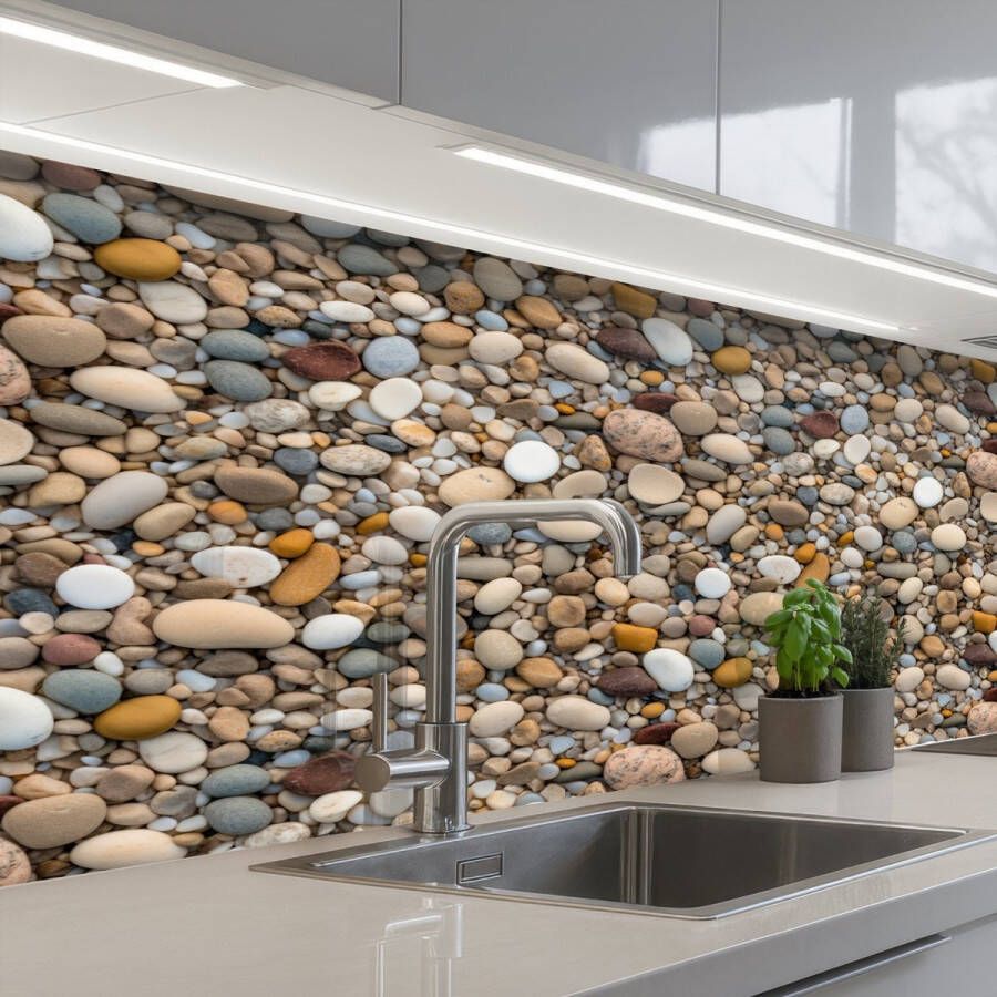 KitchenYeah Keuken achterwand 200x80 cm Spatscherm zelfklevend Kleine Grote Stenen Muurbeschermer Spatwand fornuis - Foto 2