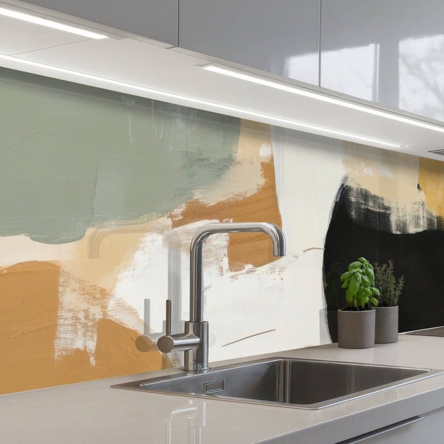 KitchenYeah Keuken achterwand 250x60 cm Spatscherm zelfklevend Paint Abstract Kleuren Muurbeschermer Spatwand fornuis