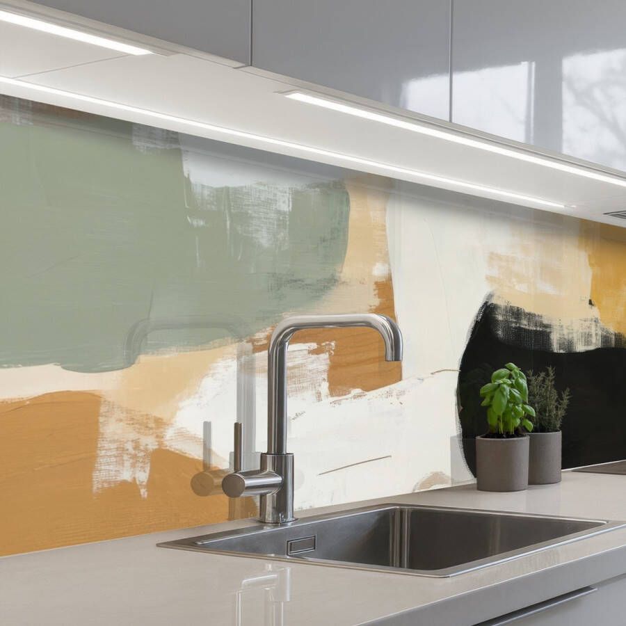 KitchenYeah Keuken achterwand 250x80 cm Spatscherm zelfklevend Paint Abstract Kleuren Muurbeschermer Spatwand fornuis