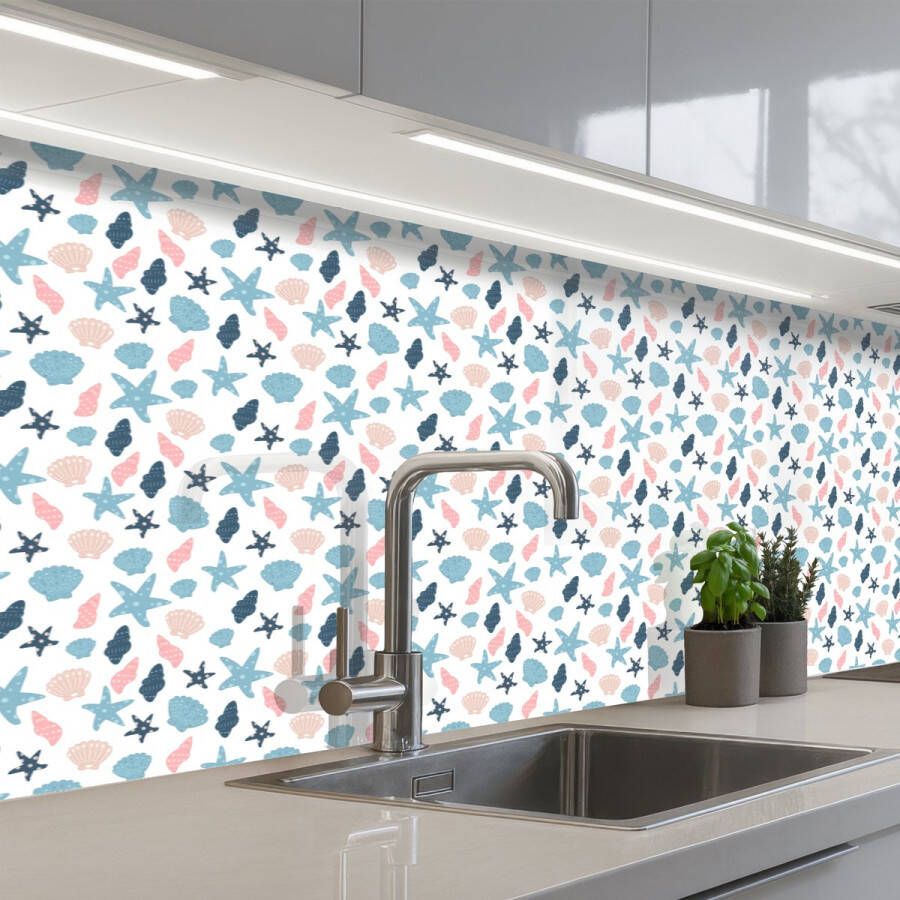 KitchenYeah Keuken achterwand 300x60 cm Spatscherm zelfklevend Klein Oceaan Rif Multi Muurbeschermer Spatwand fornuis