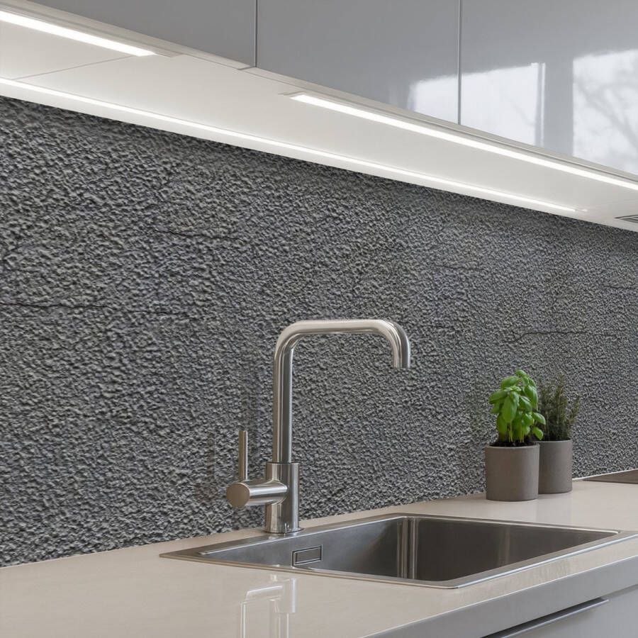 KitchenYeah Keuken achterwand 300x80 cm Spatscherm zelfklevend Grijs Muur Scheuren Muurbeschermer Spatwand fornuis