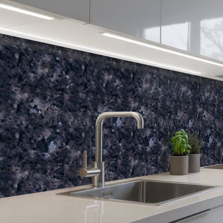 KitchenYeah Keuken achterwand 300x80 cm Spatscherm zelfklevend Grijs Zwart Patroon Muurbeschermer Spatwand fornuis