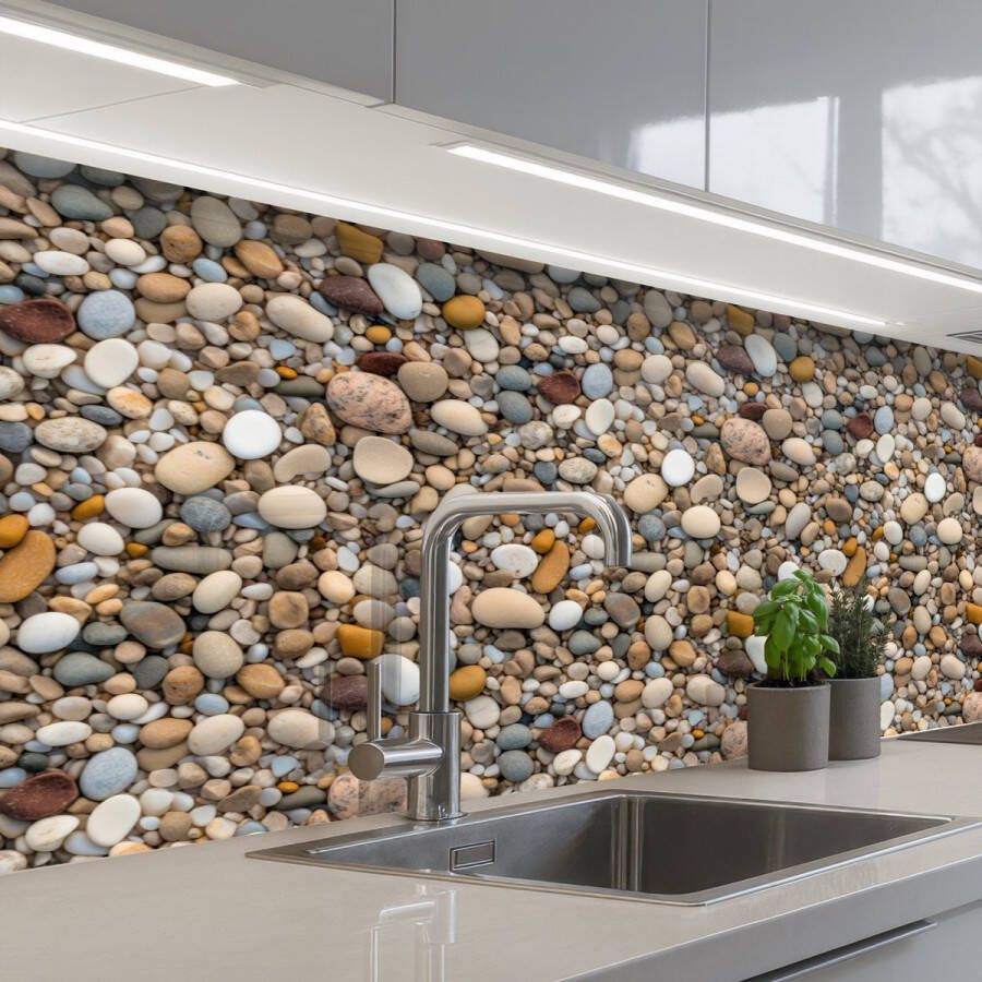 KitchenYeah Keuken achterwand 300x80 cm Spatscherm zelfklevend Kleine Grote Stenen Muurbeschermer Spatwand fornuis