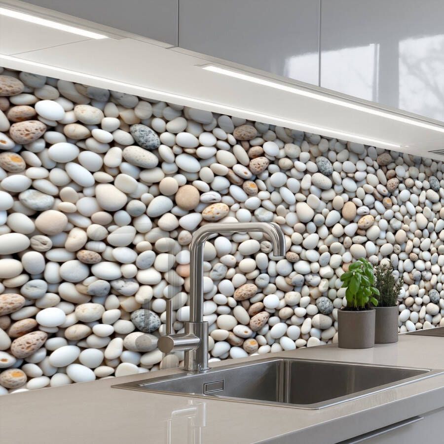 KitchenYeah Keuken achterwand 300x80 cm Spatscherm zelfklevend Zomer Lichte Kiezels Muurbeschermer Spatwand fornuis