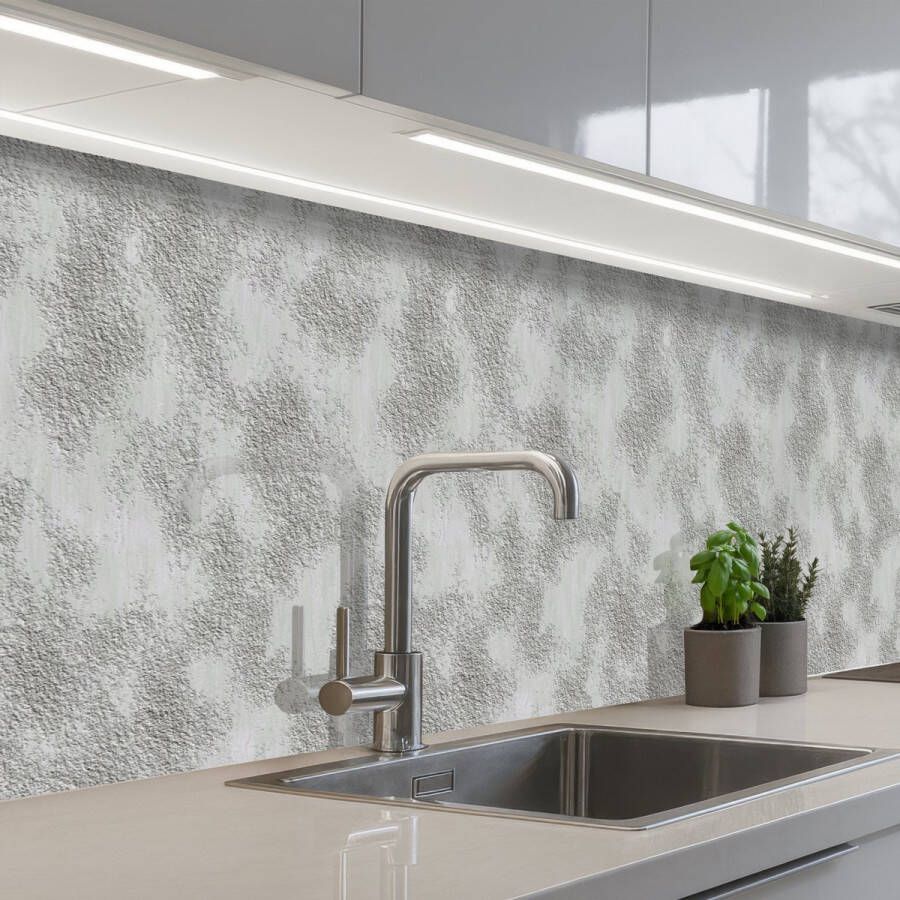 KitchenYeah Keuken achterwand 350x60 cm Spatscherm zelfklevend Ruw Grijs Steen Muurbeschermer Spatwand fornuis