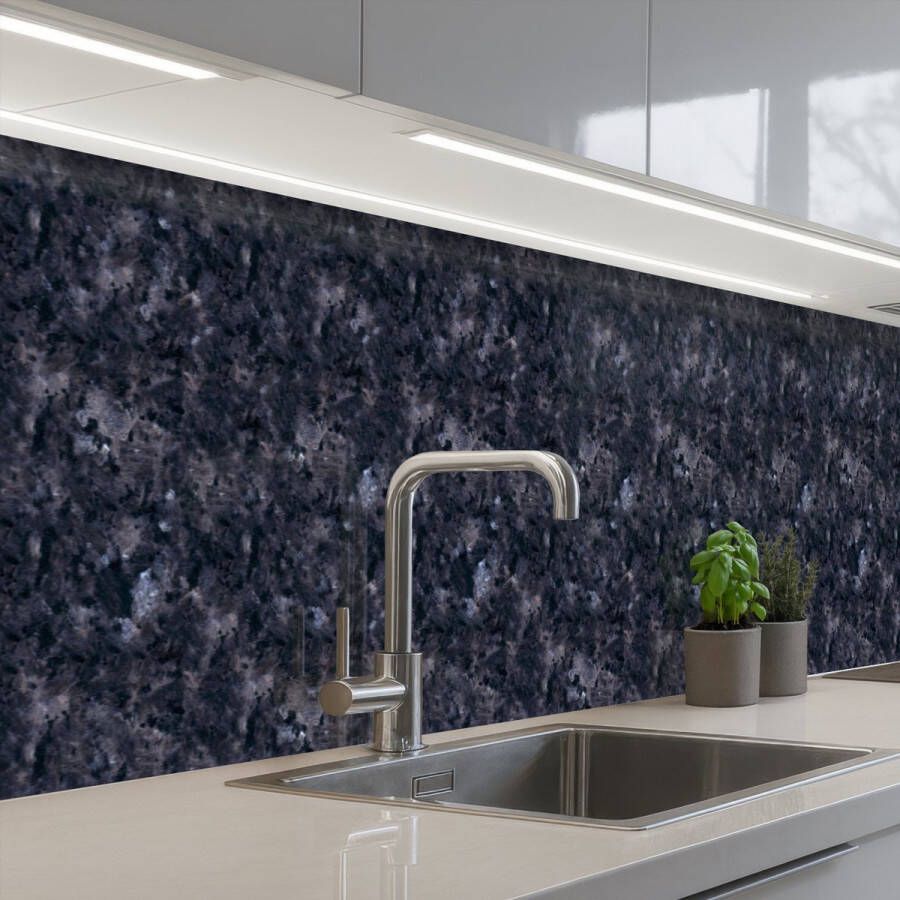 KitchenYeah Keuken achterwand 500x80 cm Spatscherm zelfklevend Grijs Zwart Patroon Muurbeschermer Spatwand fornuis