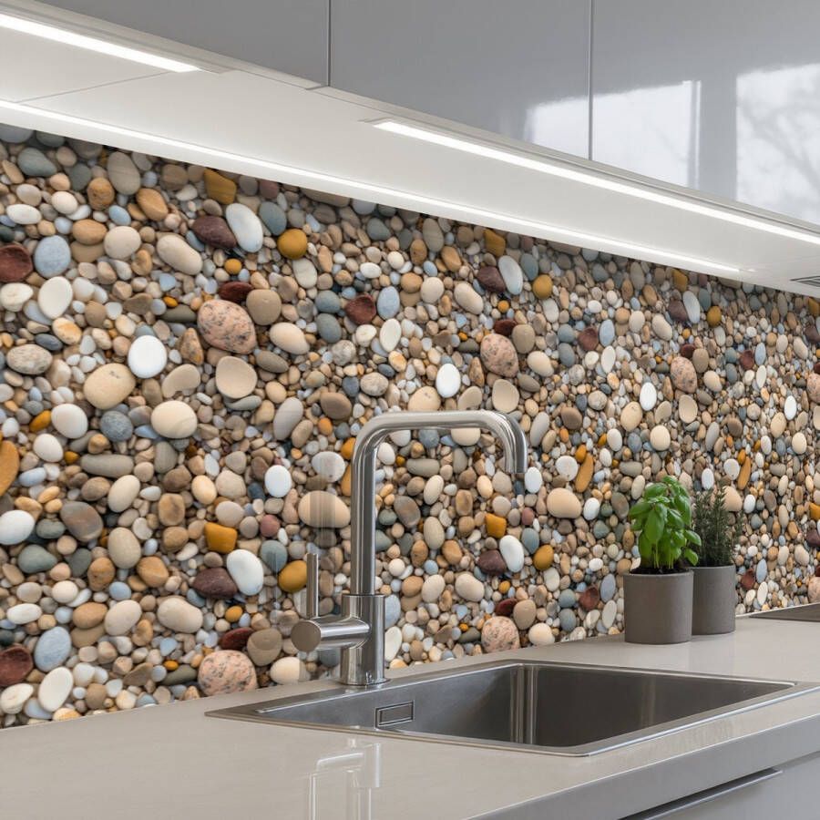 KitchenYeah Keuken achterwand 500x80 cm Spatscherm zelfklevend Kleine Grote Stenen Muurbeschermer Spatwand fornuis
