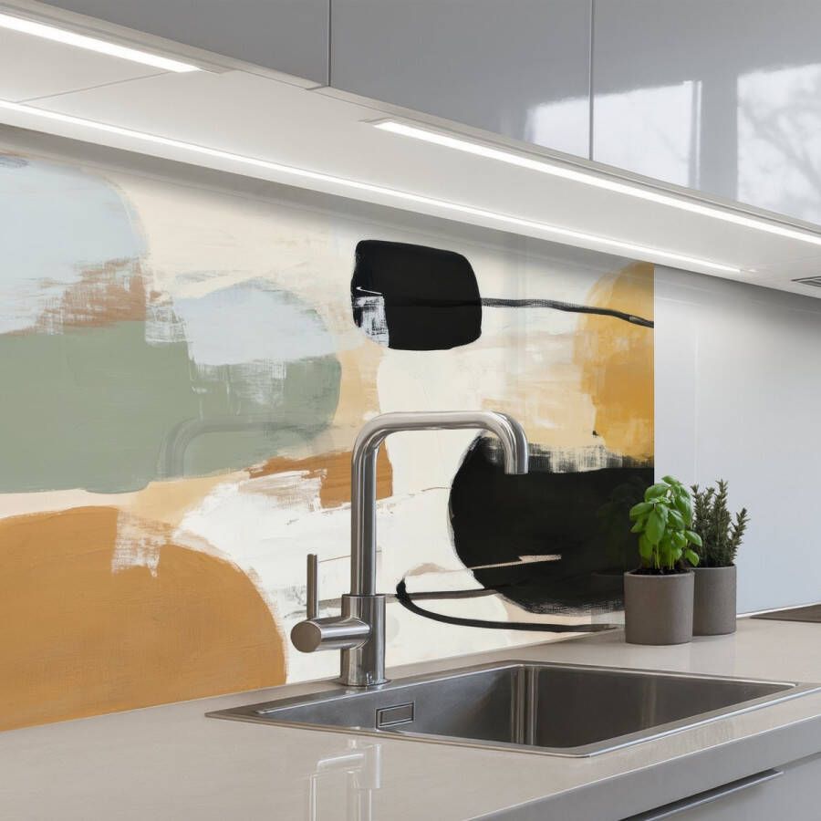 KitchenYeah Keuken achterwand 80x60 cm Spatscherm zelfklevend Paint Abstract Kleuren Muurbeschermer Spatwand fornuis