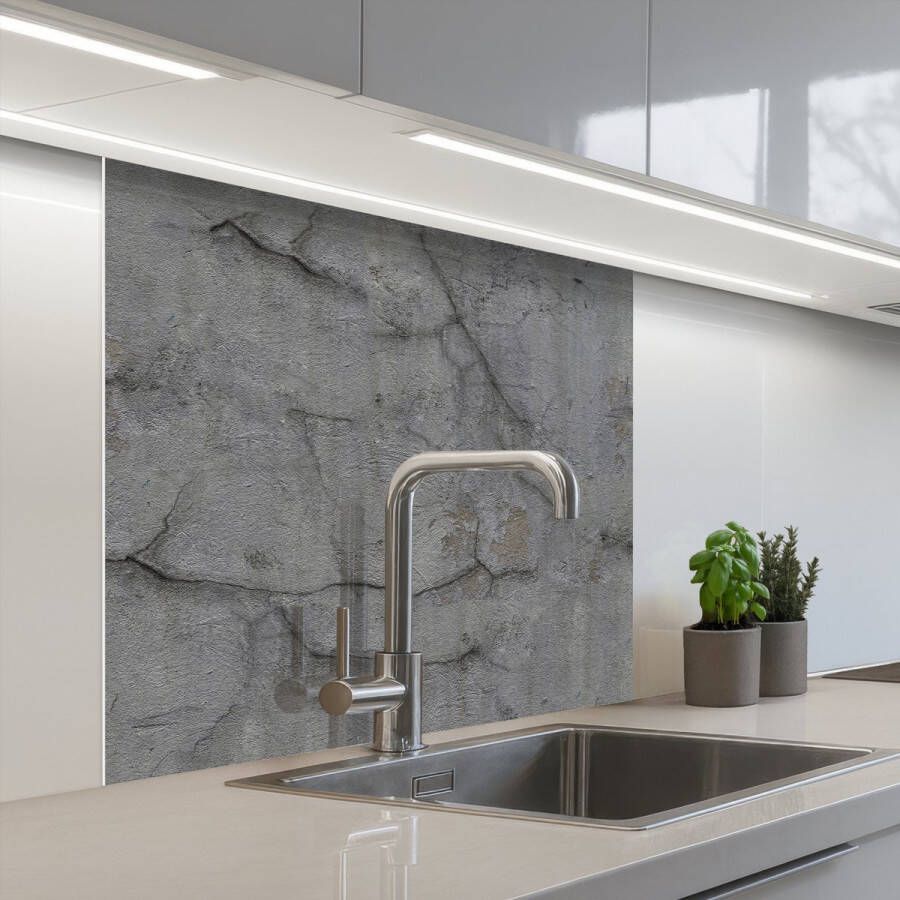 KitchenYeah Keuken achterwand 80x80 cm Spatscherm zelfklevend Oud Beton print Muur Muurbeschermer Spatwand fornuis