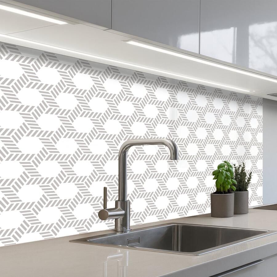 KitchenYeah Keuken achterwand 100x60 cm Spatscherm zelfklevend Grafisch Patroon Modern Opvallend Begrensd Muurbeschermer Spatwand fornuis