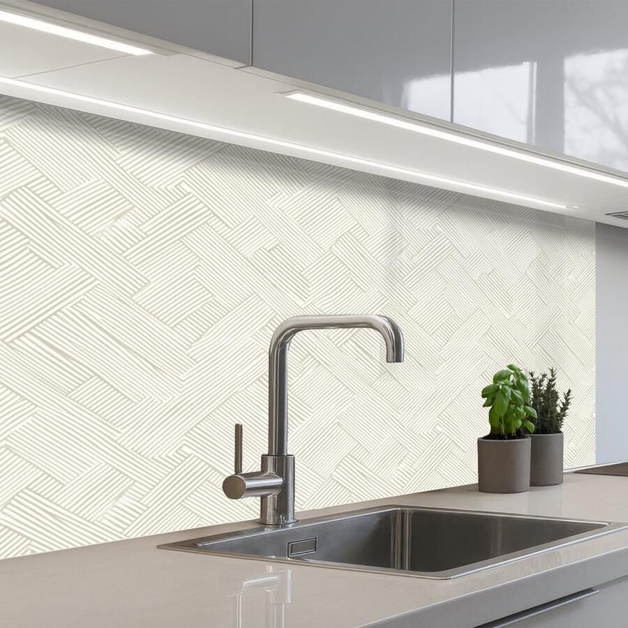 KitchenYeah Keuken achterwand 100x60 cm Spatscherm zelfklevend Textuur Abstract Beige Muurbeschermer Spatwand fornuis