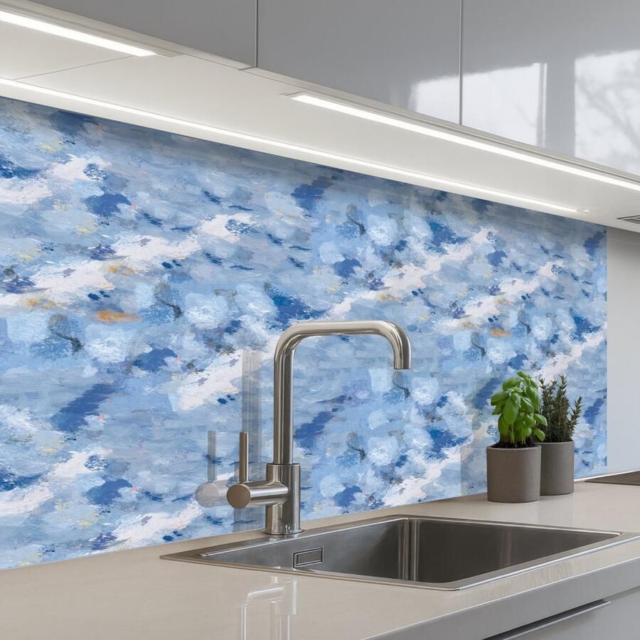 KitchenYeah Keuken achterwand 100x60 cm Spatscherm zelfklevend Vloeiend Olie Verf Texturen Muurbeschermer Spatwand fornuis