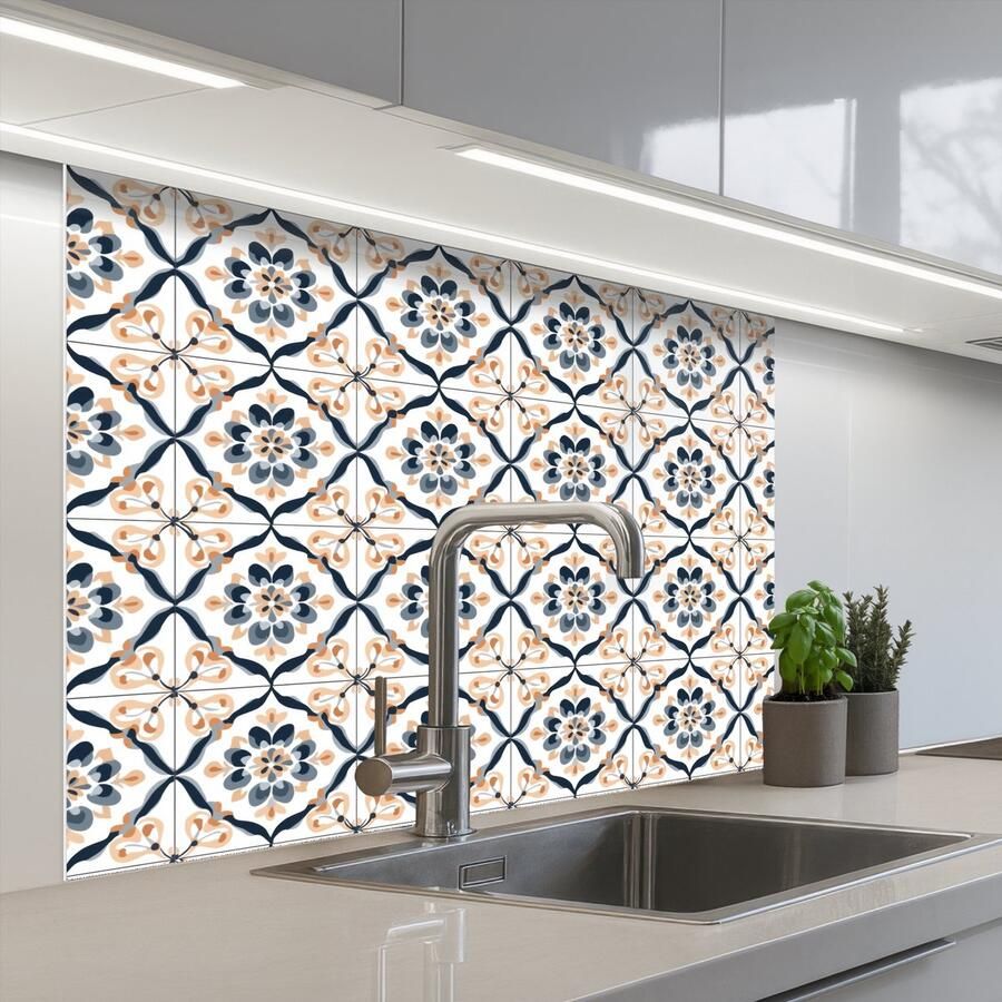 KitchenYeah Keuken achterwand 100x80 cm Spatscherm zelfklevend Bladvorm Patroon Kleurrijk Muurbeschermer Spatwand fornuis