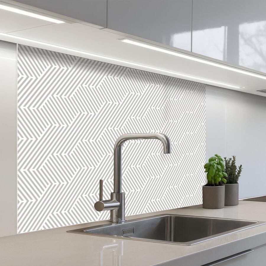 KitchenYeah Keuken achterwand 100x80 cm Spatscherm zelfklevend Grafisch Patroon Modern Geometrisch Muurbeschermer Spatwand fornuis