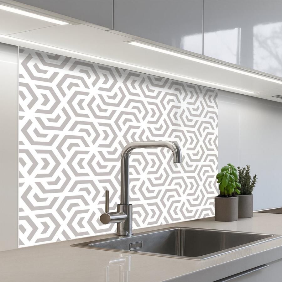 KitchenYeah Keuken achterwand 100x80 cm Spatscherm zelfklevend Grafisch Patroon Modern Hexagon Muurbeschermer Spatwand fornuis