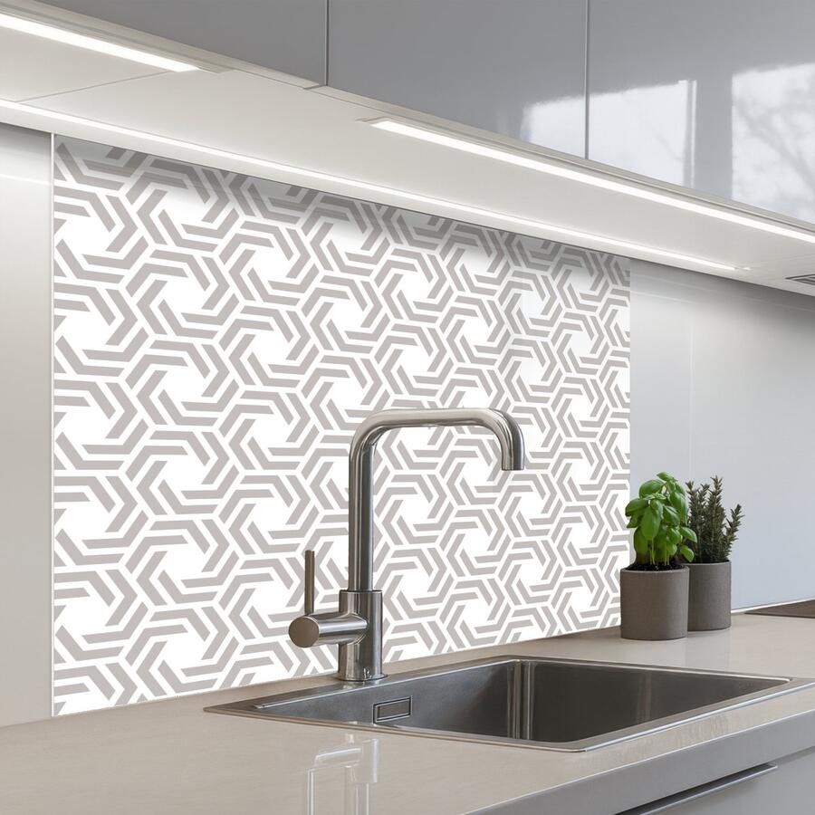 KitchenYeah Keuken achterwand 100x80 cm Spatscherm zelfklevend Grafisch Patroon Modern Muurbeschermer Spatwand fornuis