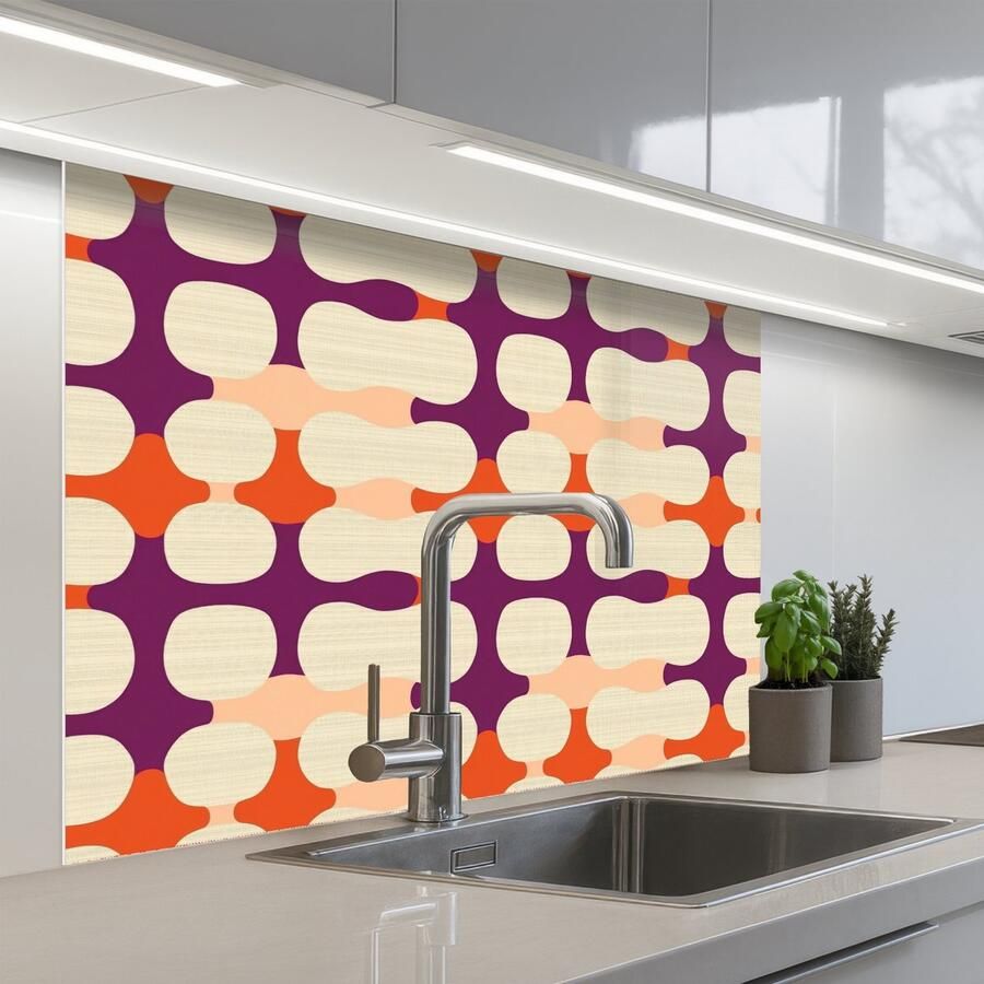 KitchenYeah Keuken achterwand 100x80 cm Spatscherm zelfklevend Modern Patroon Kleurrijk Muurbeschermer Spatwand fornuis