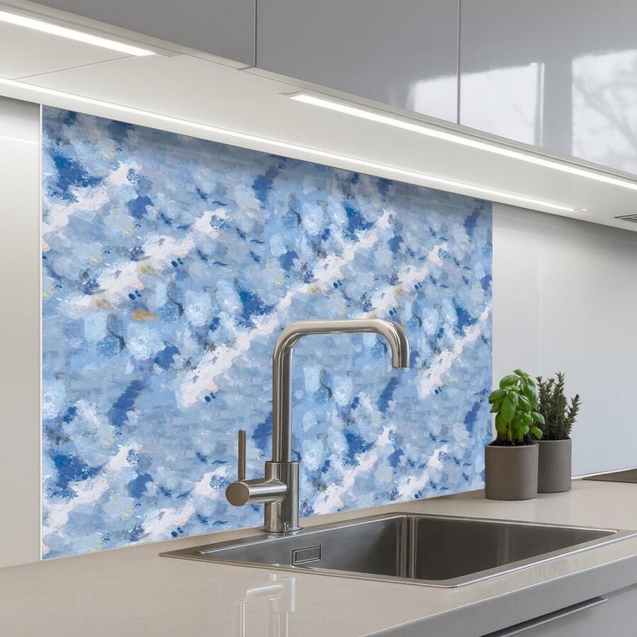 KitchenYeah Keuken achterwand 100x80 cm Spatscherm zelfklevend Vloeiend Olie Verf Texturen Muurbeschermer Spatwand fornuis