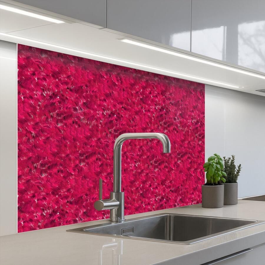 KitchenYeah Keuken achterwand 100x80 cm Spatscherm zelfklevend Vloeiend Verf Texturen Rood Muurbeschermer Spatwand fornuis
