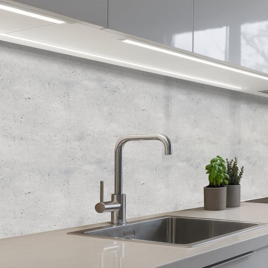 KitchenYeah Keuken achterwand 150x60 cm Spatscherm zelfklevend Grijs Beton print Neutraal Muurbeschermer Spatwand fornuis
