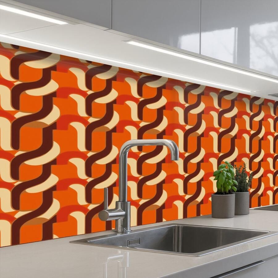 KitchenYeah Keuken achterwand 150x60 cm Spatscherm zelfklevend Retro Modern Kleurrijk Muurbeschermer Spatwand fornuis