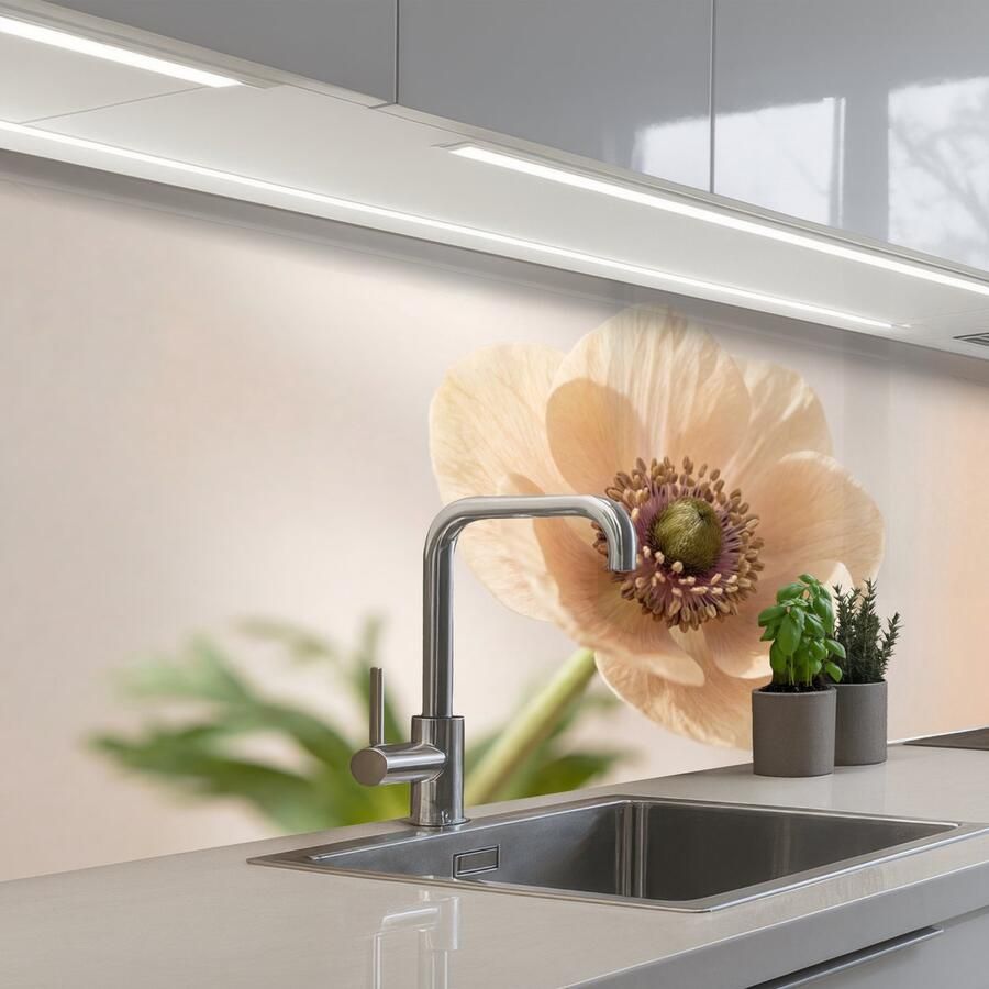 KitchenYeah Keuken achterwand 150x80 cm Spatscherm zelfklevend Bloem Minimalistisch Groen Muurbeschermer Spatwand fornuis