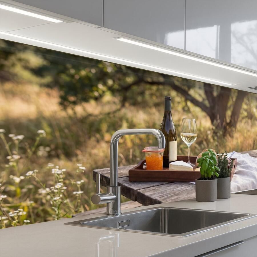 KitchenYeah Keuken achterwand 150x80 cm Spatscherm zelfklevend Picknick Wijn Kaasplankje Muurbeschermer Spatwand fornuis