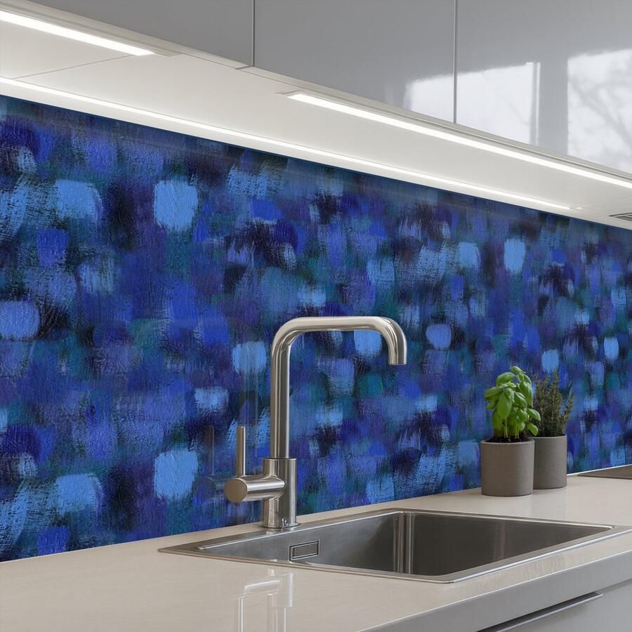 KitchenYeah Keuken achterwand 150x80 cm Spatscherm zelfklevend Vloeiend Verfstrepen Kleuren Muurbeschermer Spatwand fornuis