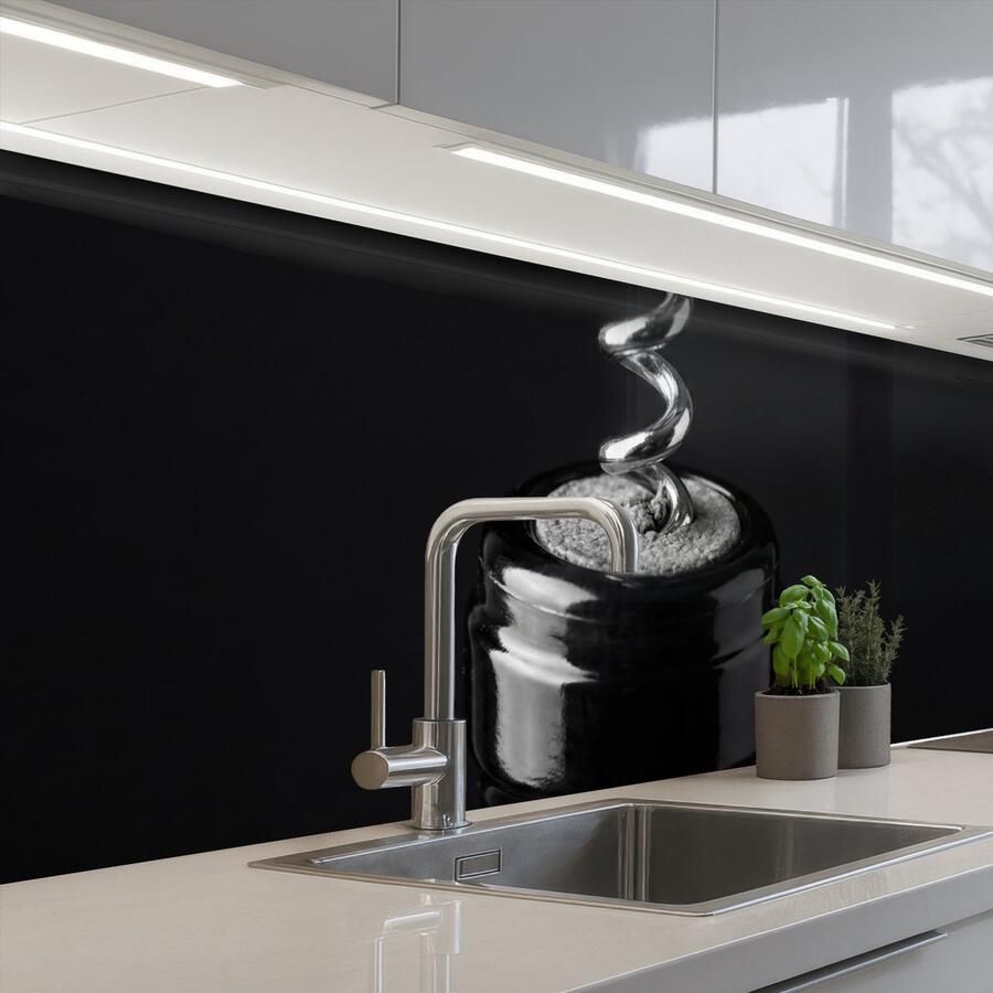 KitchenYeah Keuken achterwand 200x60 cm Spatscherm zelfklevend Kurkentrekker Wijn Zwart Wit Muurbeschermer Spatwand fornuis