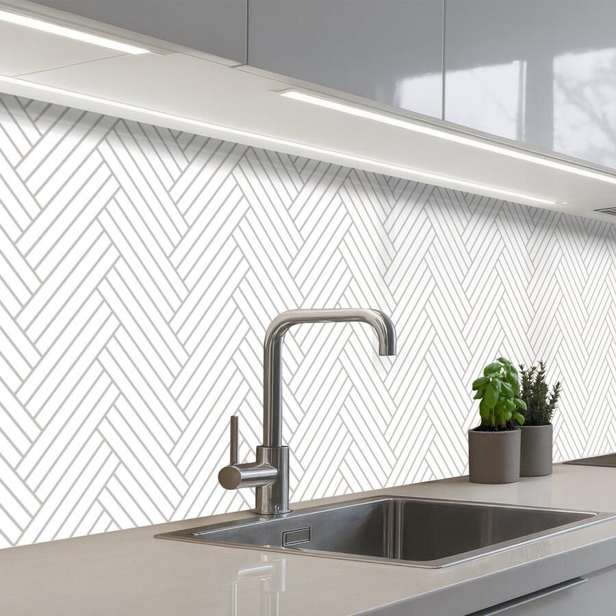KitchenYeah Keuken achterwand 200x80 cm Spatscherm zelfklevend Grafisch Patroon Modern Geweven Muurbeschermer Spatwand fornuis